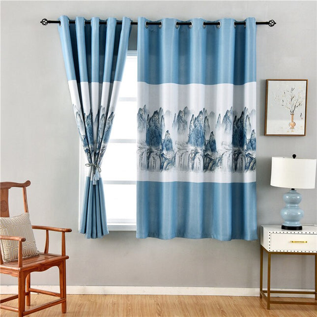 Tenda design con paesaggio stampato grigio