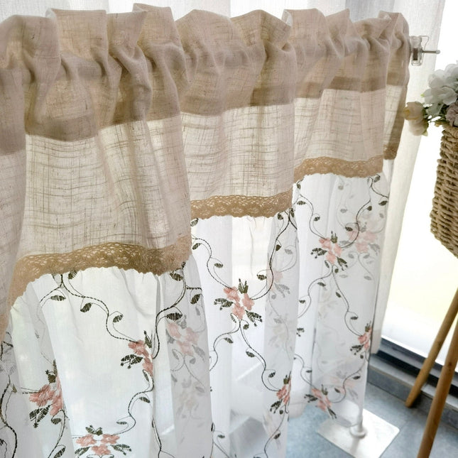 Tendina a vetro country con pizzo