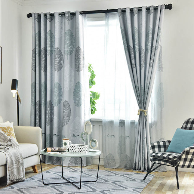Tenda Voile Moderna con Foglie Stilizzate