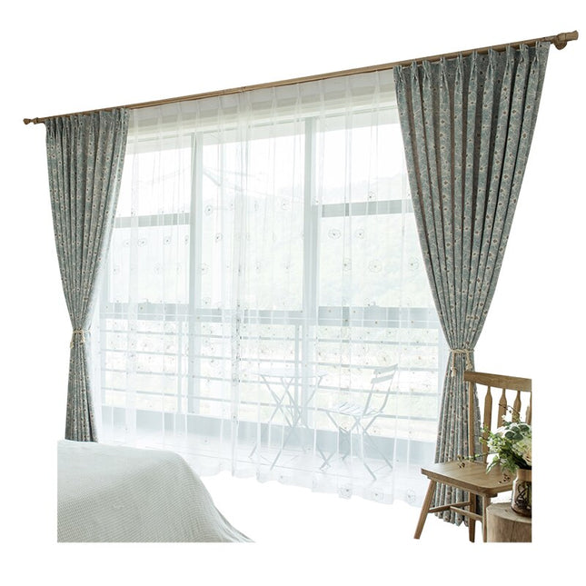 Tenda Voile Bianca Ricamata a Fiori