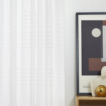 Tenda Voile Bianca con Pois Ricamati