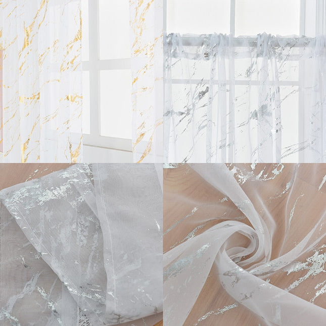 Tenda leggera effetto marmo dorato