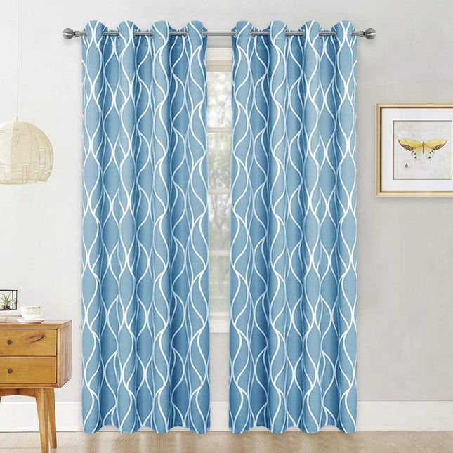 Tenda oscurante azzurra con motivo onde