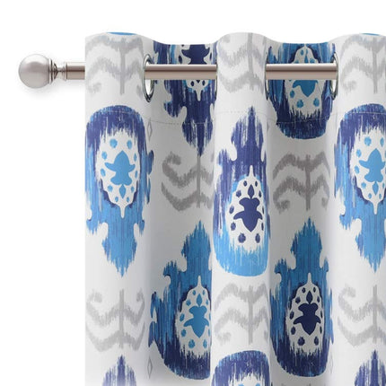 Tenda moderna con motivo damascato blu