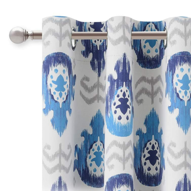 Tenda moderna con motivo damascato blu