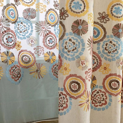 Tenda Voile Ricamata Stile Bohémien Colorato