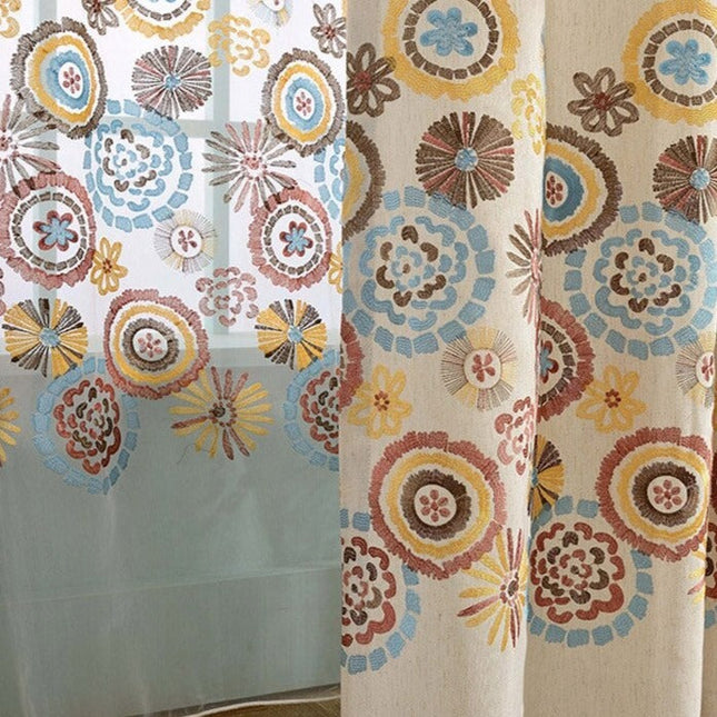 Tenda Voile Ricamata Stile Bohémien Colorato