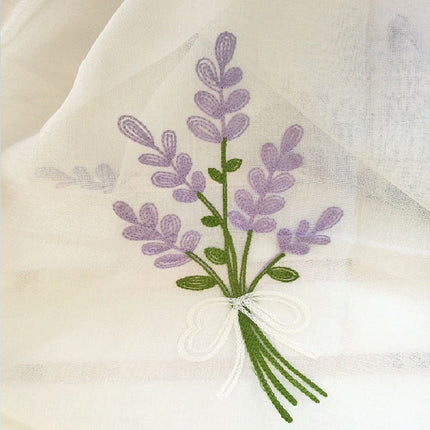 Tenda velata con ricamo lavanda