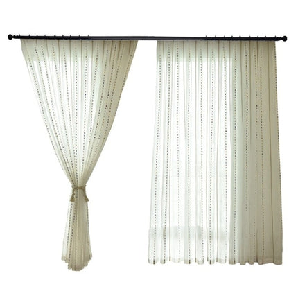 Tenda velata lino con pompon colorati