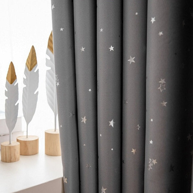 Tenda Oscurante Grigia con Stelle Argentate