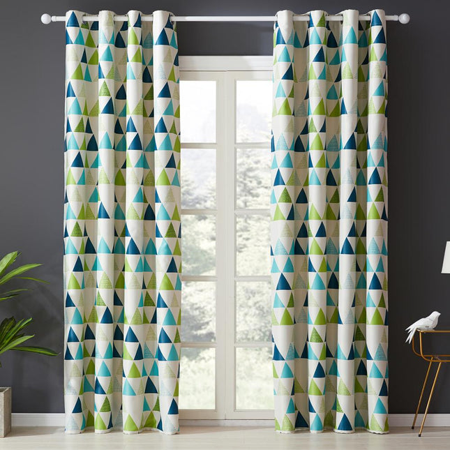 Tenda moderna verde motivo geometrico