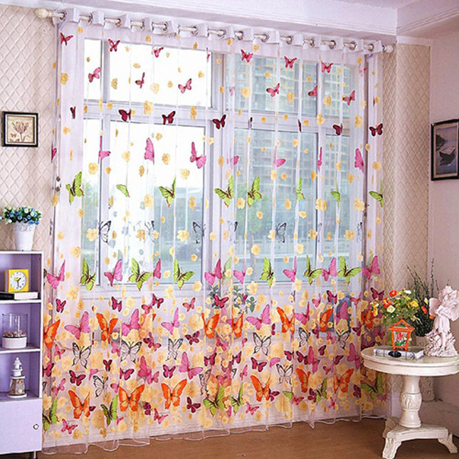 Tenda velata per cameretta con farfalle