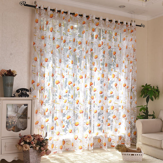 Tenda Voile Leggera con Motivo Margherite