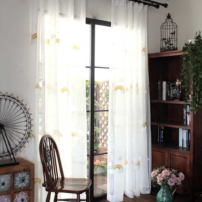 Tenda Voile Ricamata con Arcobaleni Bambini