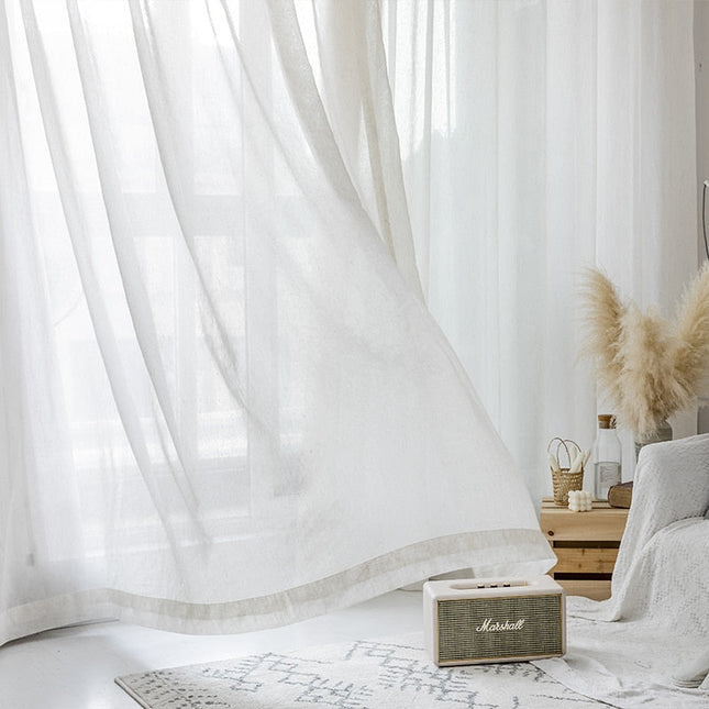 Tenda Leggera Semi-Trasparente Effetto Lino Naturale
