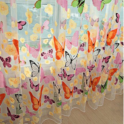Tenda Voile Leggera con Farfalle Colorate