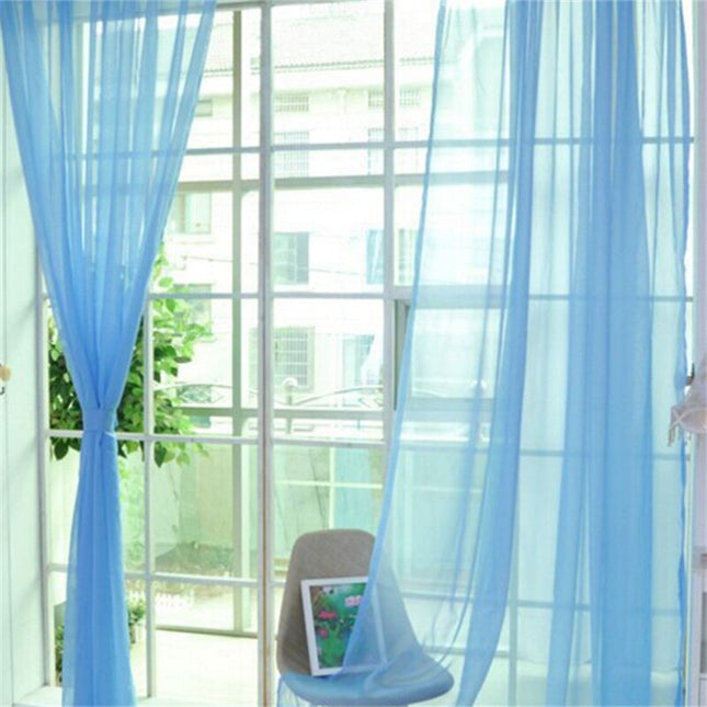 Tenda Voile Leggera Tinta Unita Turchese