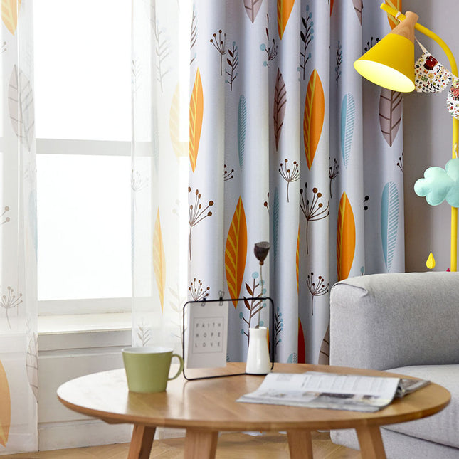 Tenda Oscurante con Motivo Foglie Gialle