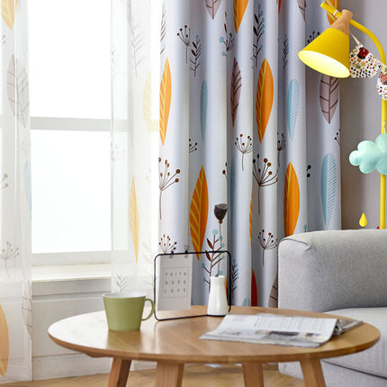 Tenda Oscurante con Motivo Foglie Gialle