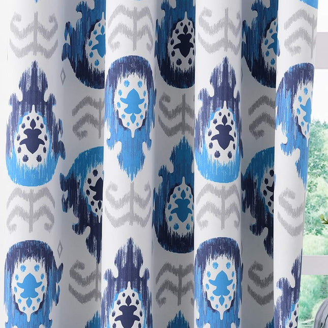 Tenda moderna con motivo damascato blu