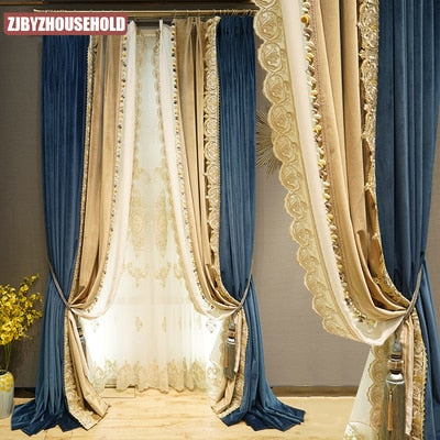 Tenda velata elegante con bordo ricamato