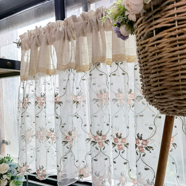 Tendina a vetro country con pizzo