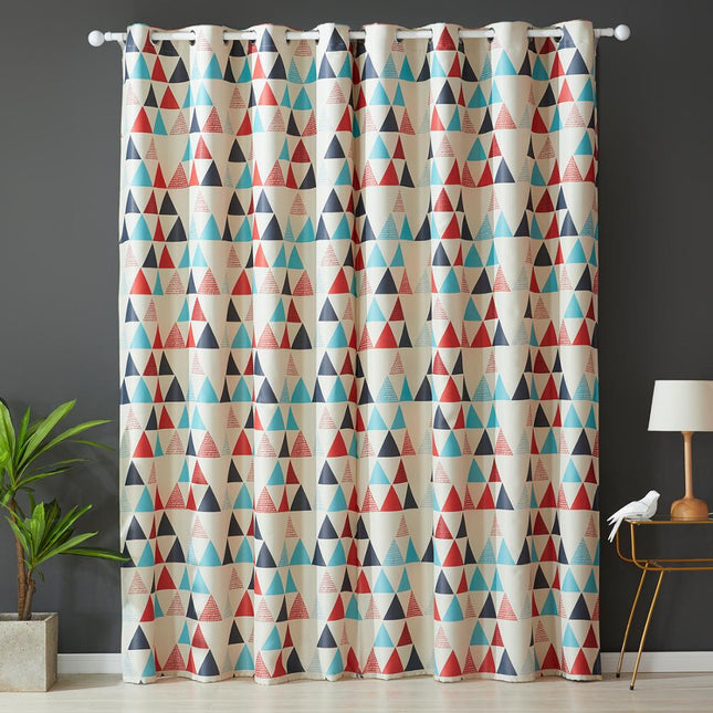 Tenda Oscurante Geometrica con Triangoli Rossi