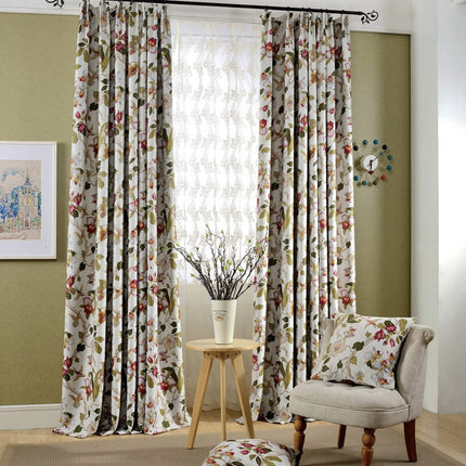 Tenda oscurante con stampa fiori e uccelli
