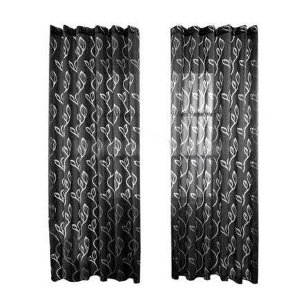 Tenda velata bianca con ricamo foglie