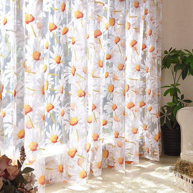 Tenda Voile Leggera con Motivo Margherite