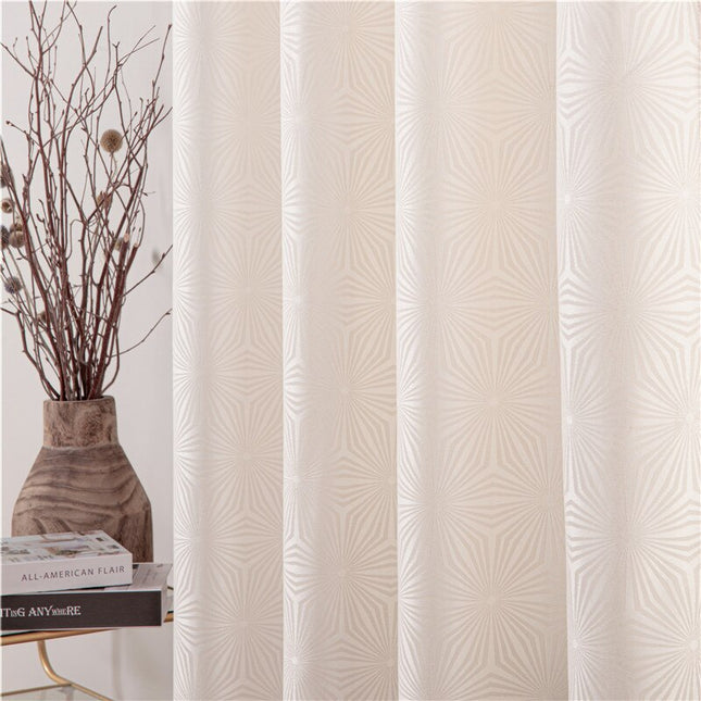 Tenda beige con motivo geometrico