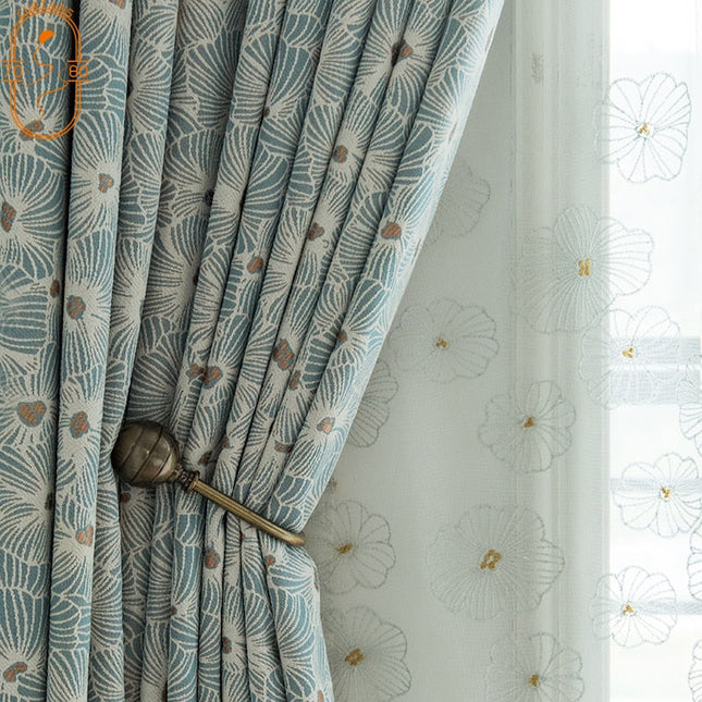 Tenda Voile Bianca Ricamata a Fiori