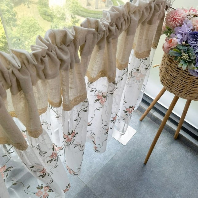 Tendina a vetro country con pizzo