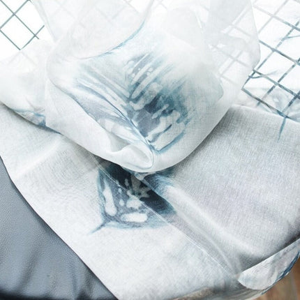 Tenda velata trasparente con motivo foglie