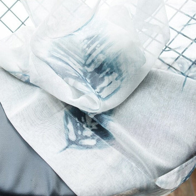 Tenda velata trasparente con motivo foglie