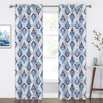 Tenda moderna con motivo damascato blu