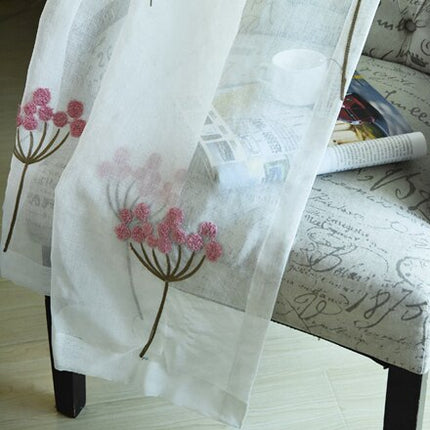 Tenda velata rosa antico con ricamo