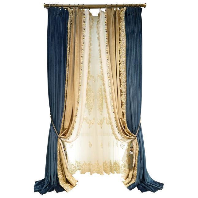 Tenda velata elegante con bordo ricamato