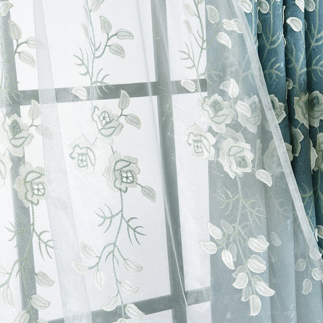 Tenda Voile con Delicato Ricamo Floreale