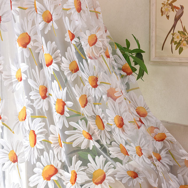 Tenda Voile Leggera con Motivo Margherite