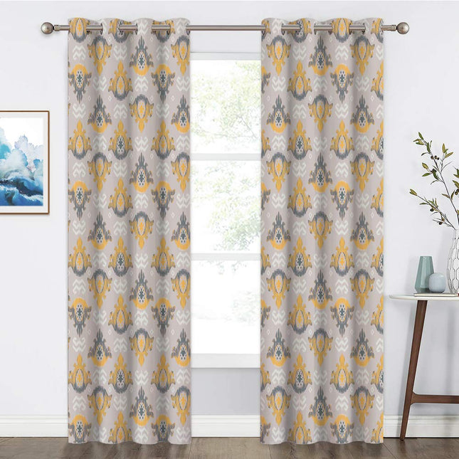 Tenda moderna con motivo damascato blu