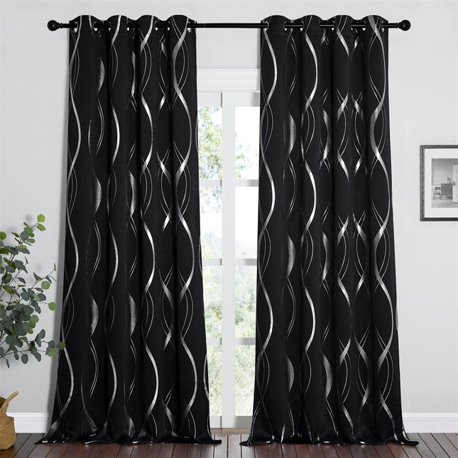 Tenda Oscurante Nera Motivo Onde Argento