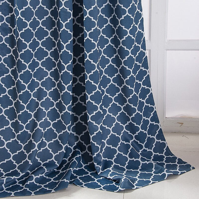 Tenda Stampa Geometrica Marocchina Blu