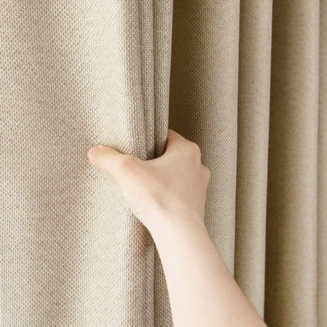 Tenda oscurante beige effetto lino