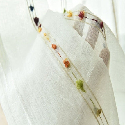 Tenda velata lino con pompon colorati