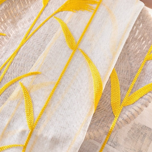 Tenda Voile Ricamata con Motivo Vegetale