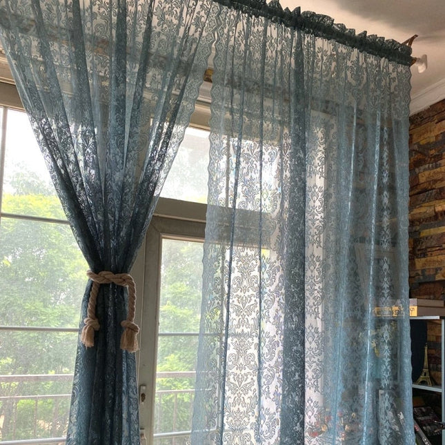 Tenda in Pizzo Stile Barocco Blu