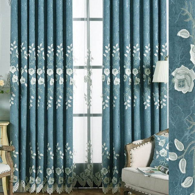 Tenda Voile con Delicato Ricamo Floreale