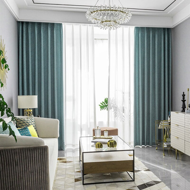 Tenda oscurante blu motivo ondulato