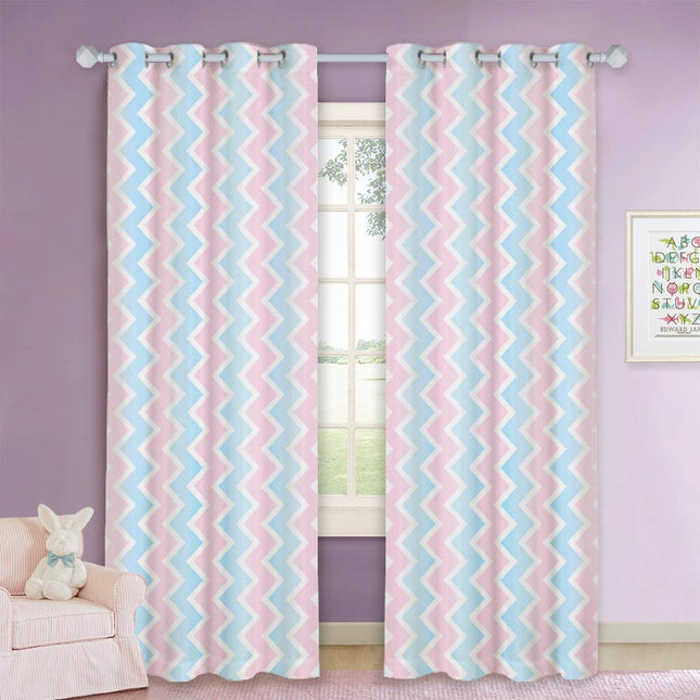 Tenda Cameretta Motivo Chevron Rosa Blu